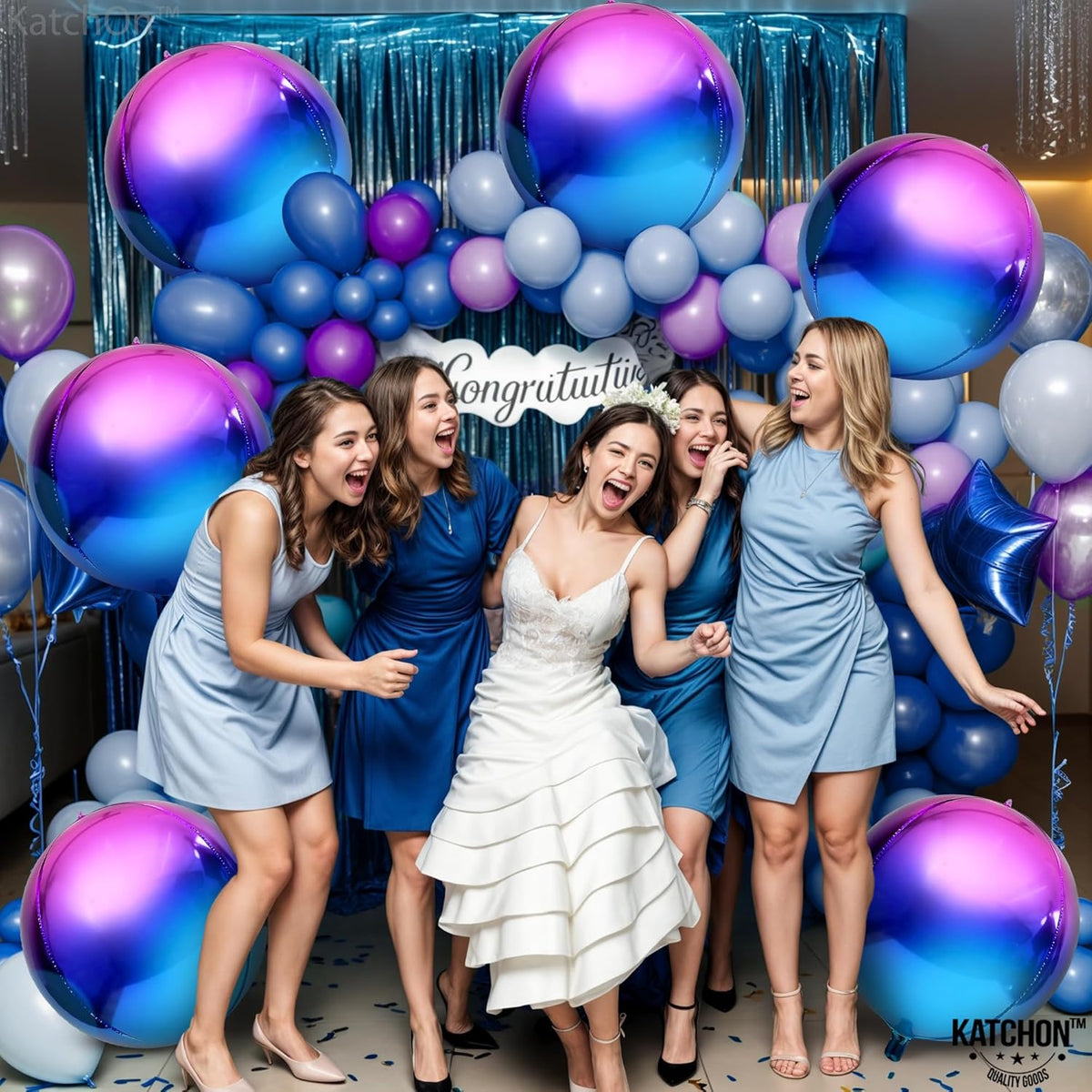 KatchOn, Purple Galaxy Balloons - 22 Inch, Pack of 6 | Round 4D Metallic Balloon for Galaxy