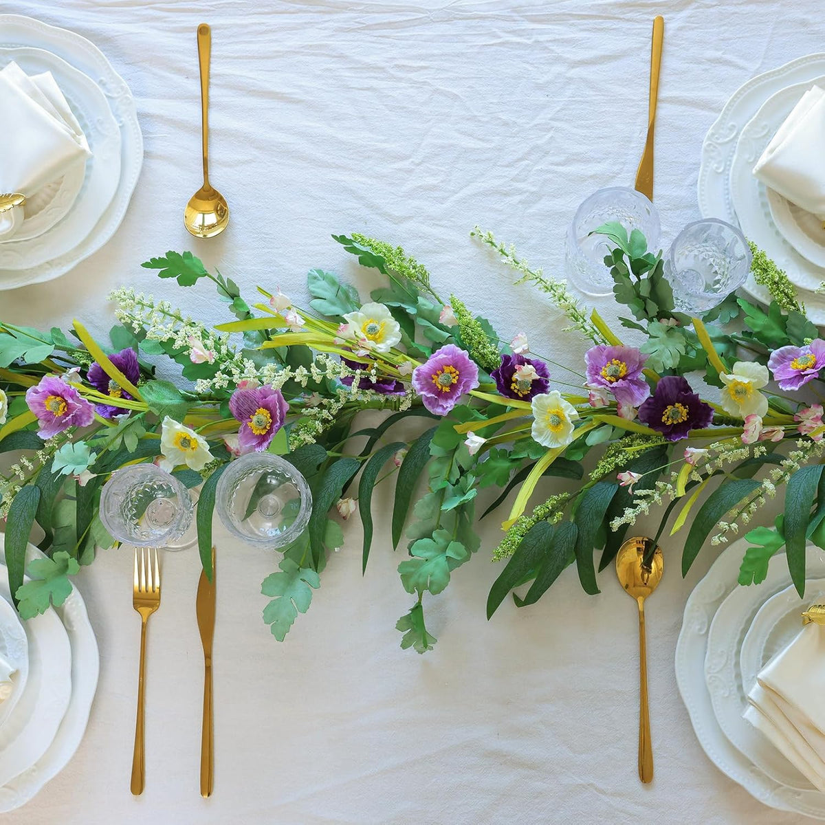 Mizii Purple Artificial Flower Garland 6FT Fake Poppy Floral Garland Hanging Vines Spring Summer