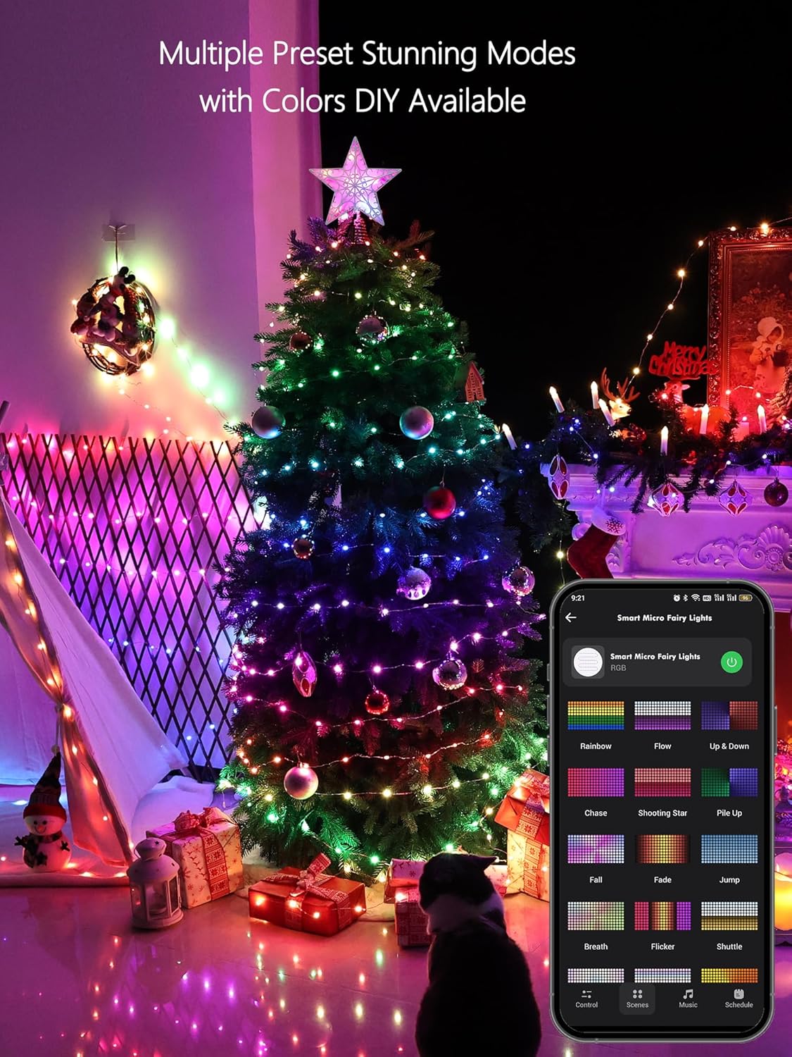 BrizLabs Smart Fairy Lights, 33ft 100 LED Color Changing Fairy Lights Work with Alexa/Google Home