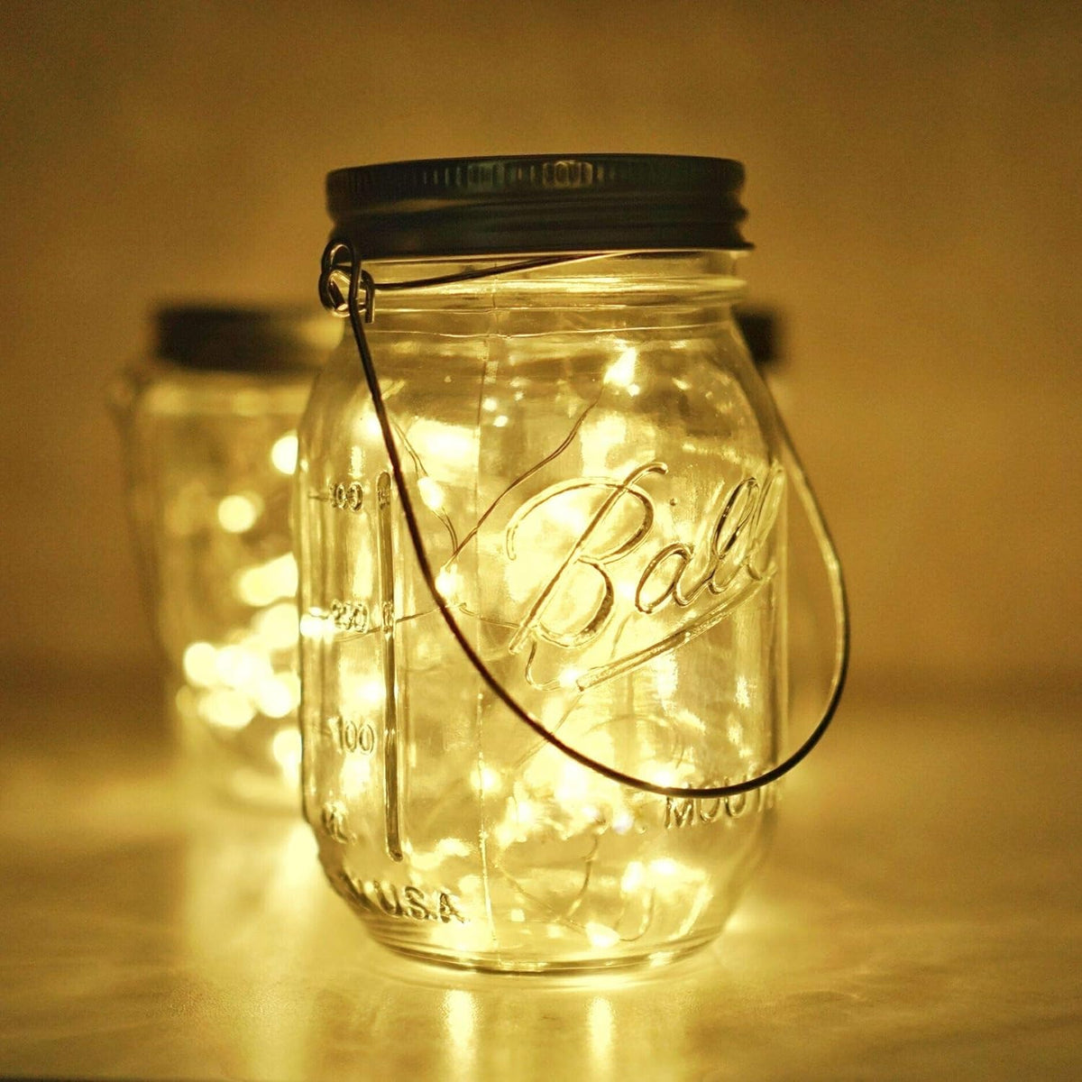 Solar Mason Jar Lights, 6 Pack 10 LED Jar Lid String Lights with 6 Hangers(No Jars), Waterproof