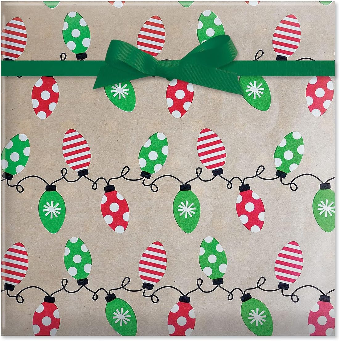 Current Kraft Light Bulb Double-Sided Rolled Christmas Wrapping Paper - Premium Jumbo 23-Inch x
