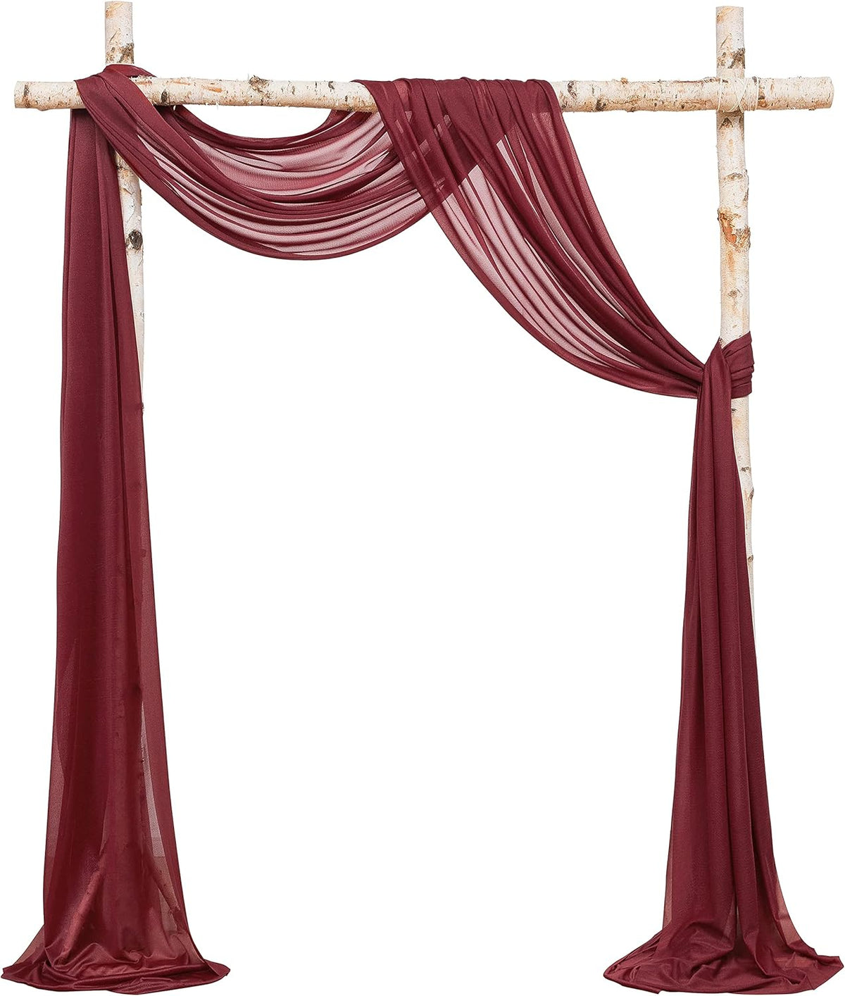 Floroom Wedding Arch Draping Fabric 2 Panels 20Ft Burgundy Chiffon Fabric Drapes Arbor Drapery