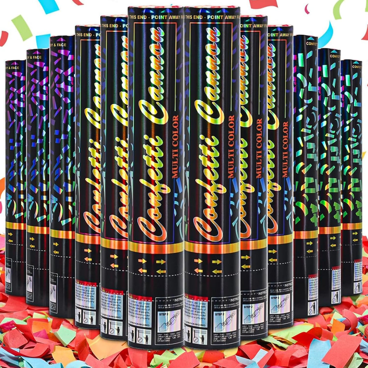 Confetti Cannon 12 Pack Party Poppers Multicolor Poppers 12Inch for Party Celebrations Confetti