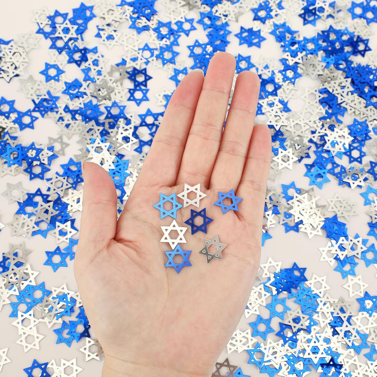 MARFOREVER Star of David Glitter Confetti, Hanukkah Confetti Table Decorations Chanukkah Metallic