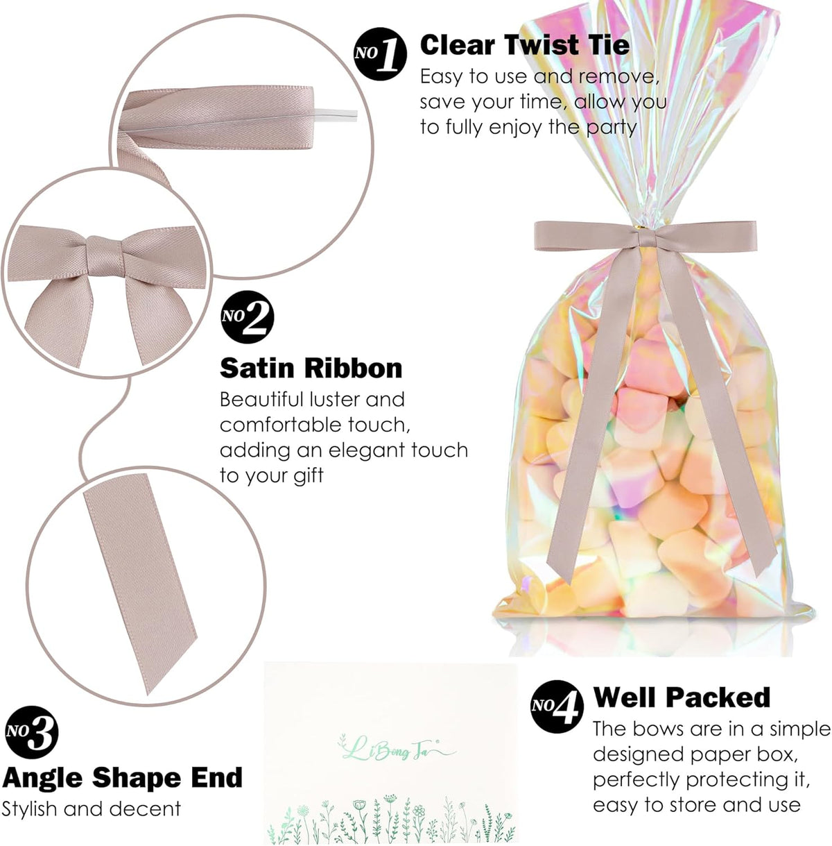 50 PCs Dusty Rose Bow 5 Inch Long Tail Bows for Gift Wrapping, Easter Bow Party Decorations, Twist