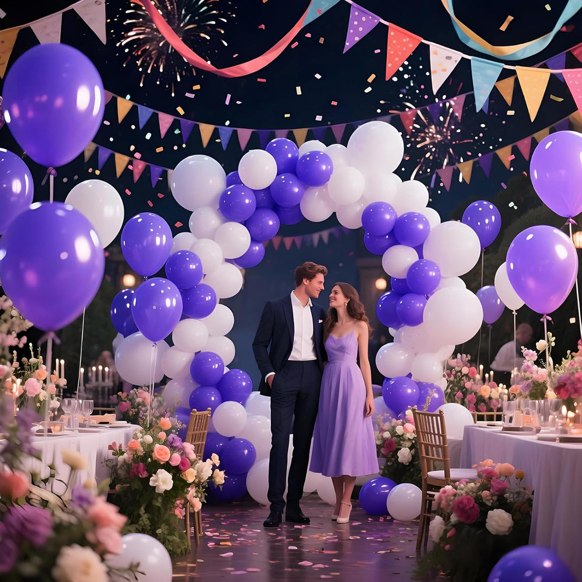 KAWKALSH Purple Latex Party Balloons, 110 Pack 12 inch Round Helium Balloons for Wedding Graduation