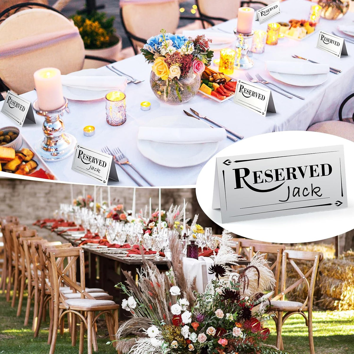 300 Pcs Paper Table Reserved Sign with Name Line Reserved Seating Signs Bulk Double Sided Signs for