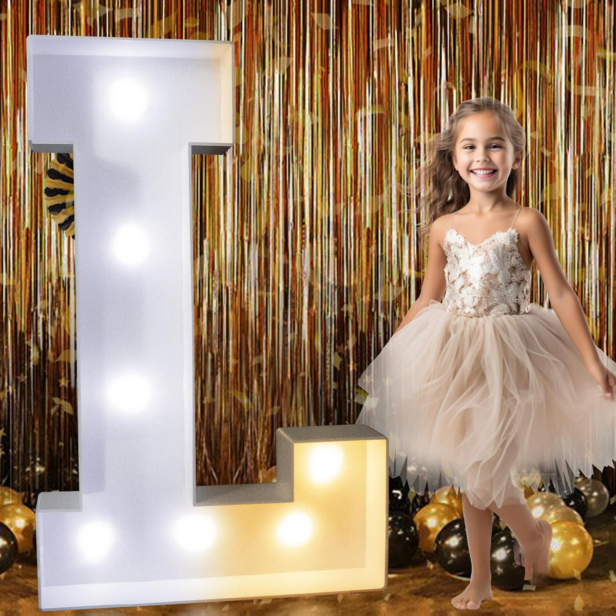 Pooqla 3FT Light Up Marquee Letters, Cool White and Warm White LED Large Lighted Marquee Letters