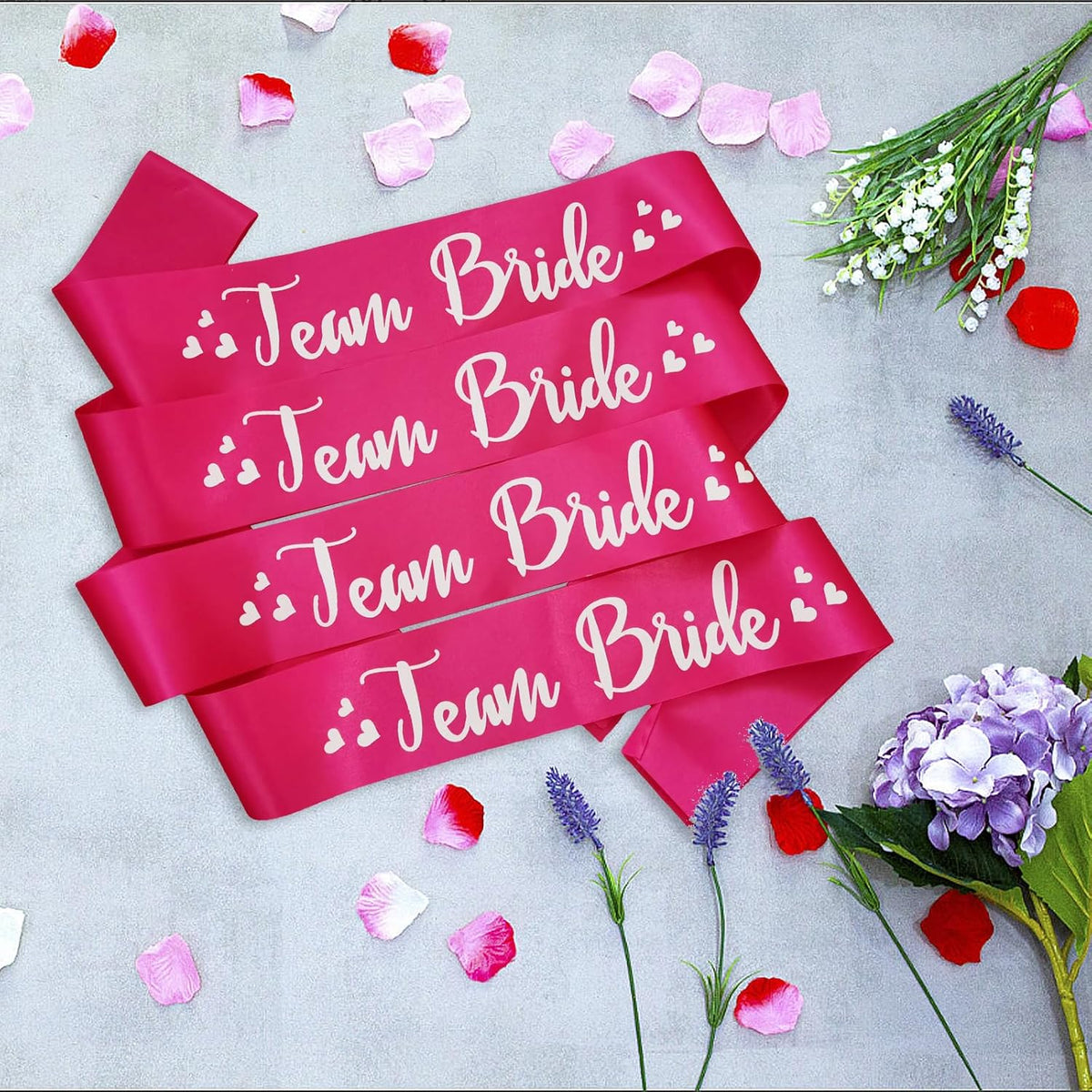 7 Pack Bachelorette Sashes Hot Pink, 1 White Bride to Be Sash and 6 Team Bride Sashes Bridal Shower