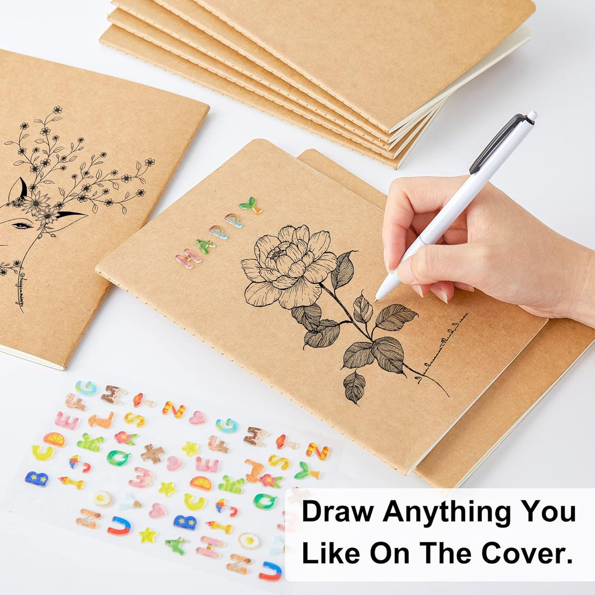 feela 15 Pack Blank Kraft Notebooks, Unlined Sketchbook Note Pad Travel Journal for Drawing
