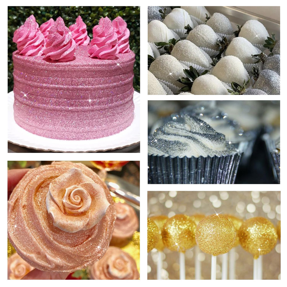 Rose Gold Edible Glitter for Cocktails, 5g Food Grade Glitter, Rose Gold Luster Dust Edible for