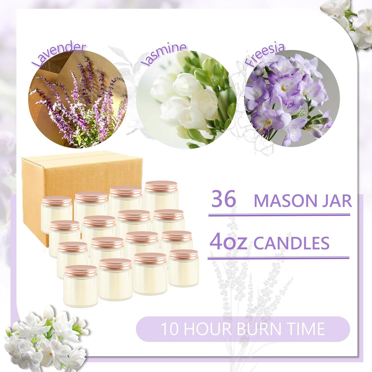 ACITHGL 36 Pcs 4oz Mini Mason Jar Candles Small Scented Candles Bulk Aromatherapy Ideal Souvenir
