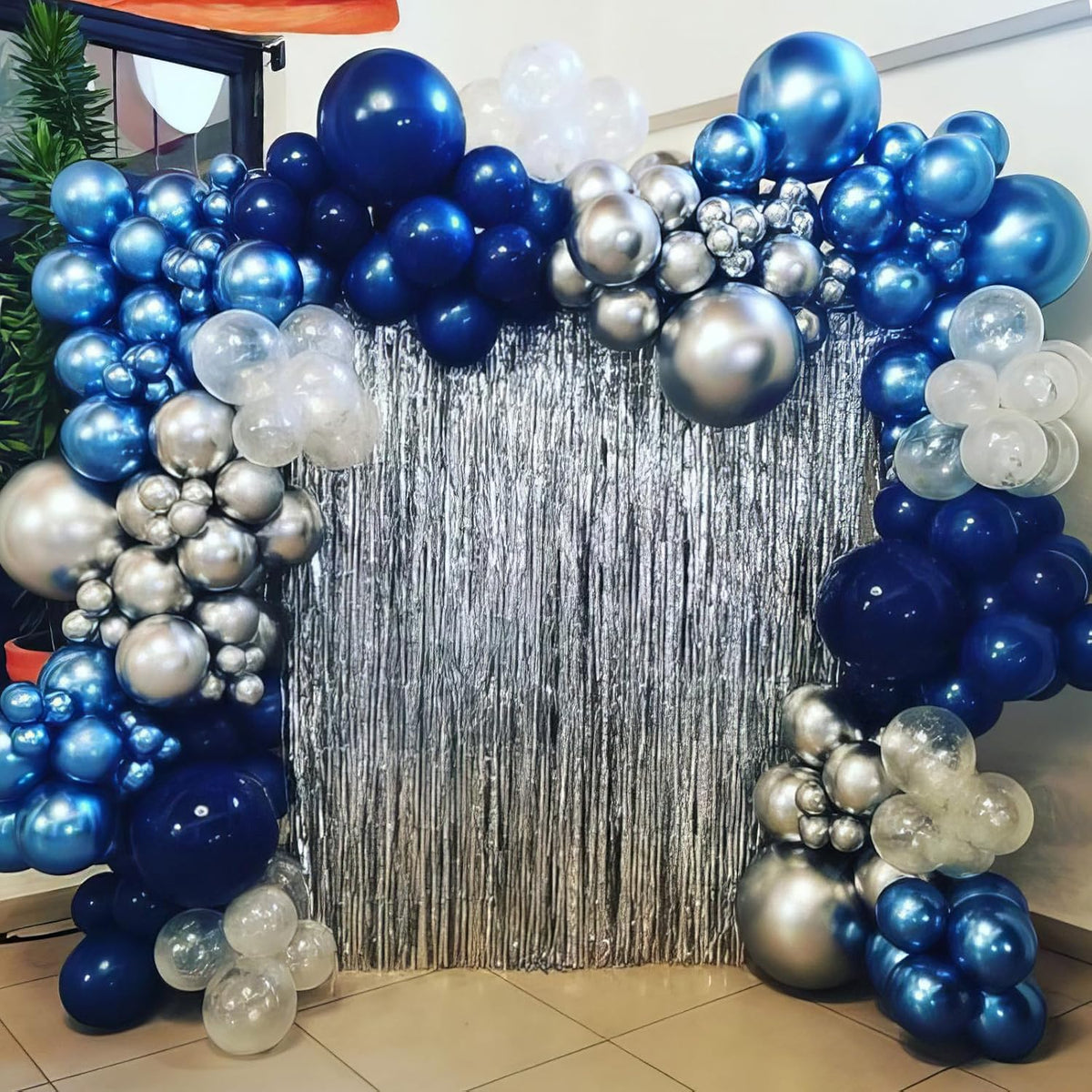 Blue Balloons, 50pcs Metallic Blue Balloons, Metallic Baby Navy Balloon, Silver Confetti Balloon