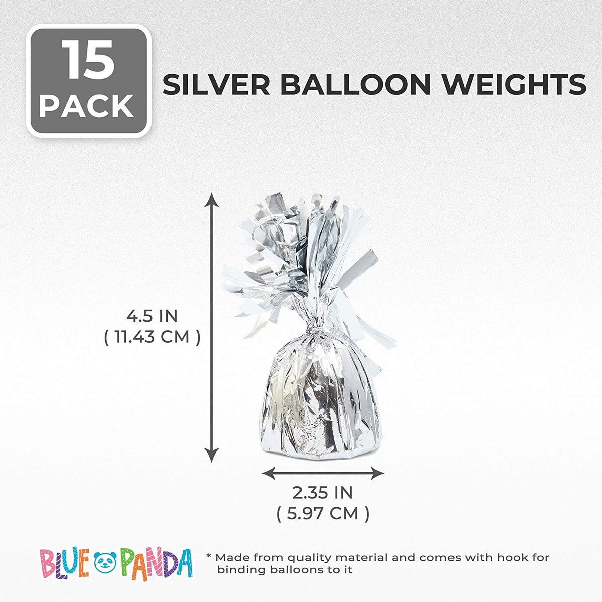 BLUE PANDA Balloon Weights - 4.5 x 2.35 in, Silver, 15 Pack - Table Balloon Stand Weight & Holder