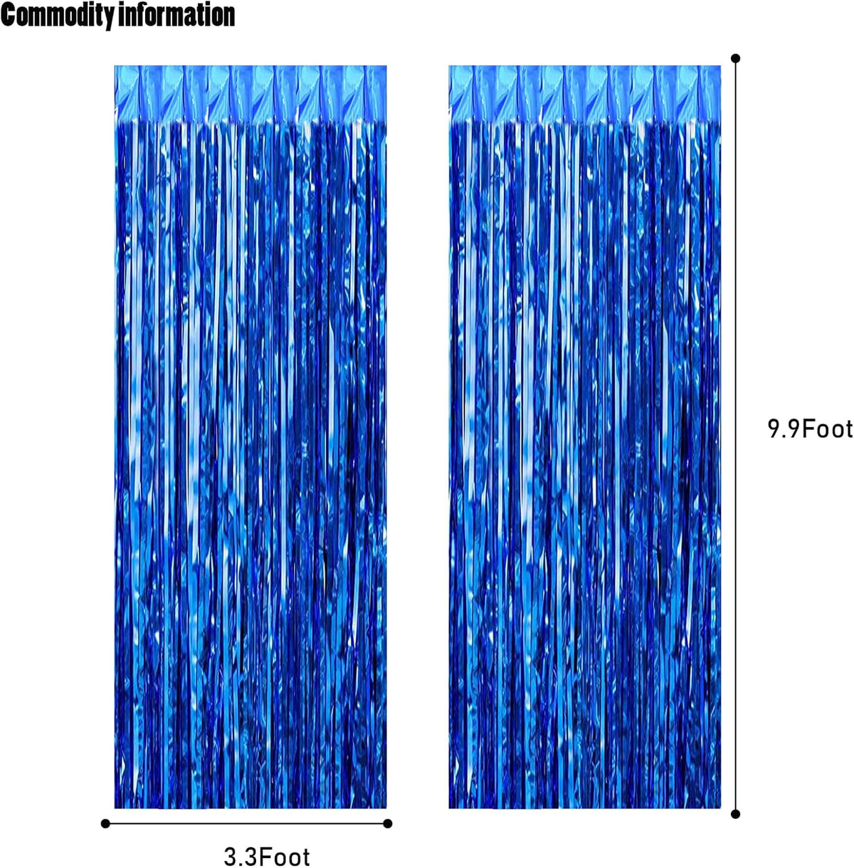 CANREVEL 2 Pack 3.3x8.2 Feet Dark Blue Foil Fringe Backdrop Curtains, Tinsel Streamers for Ocean