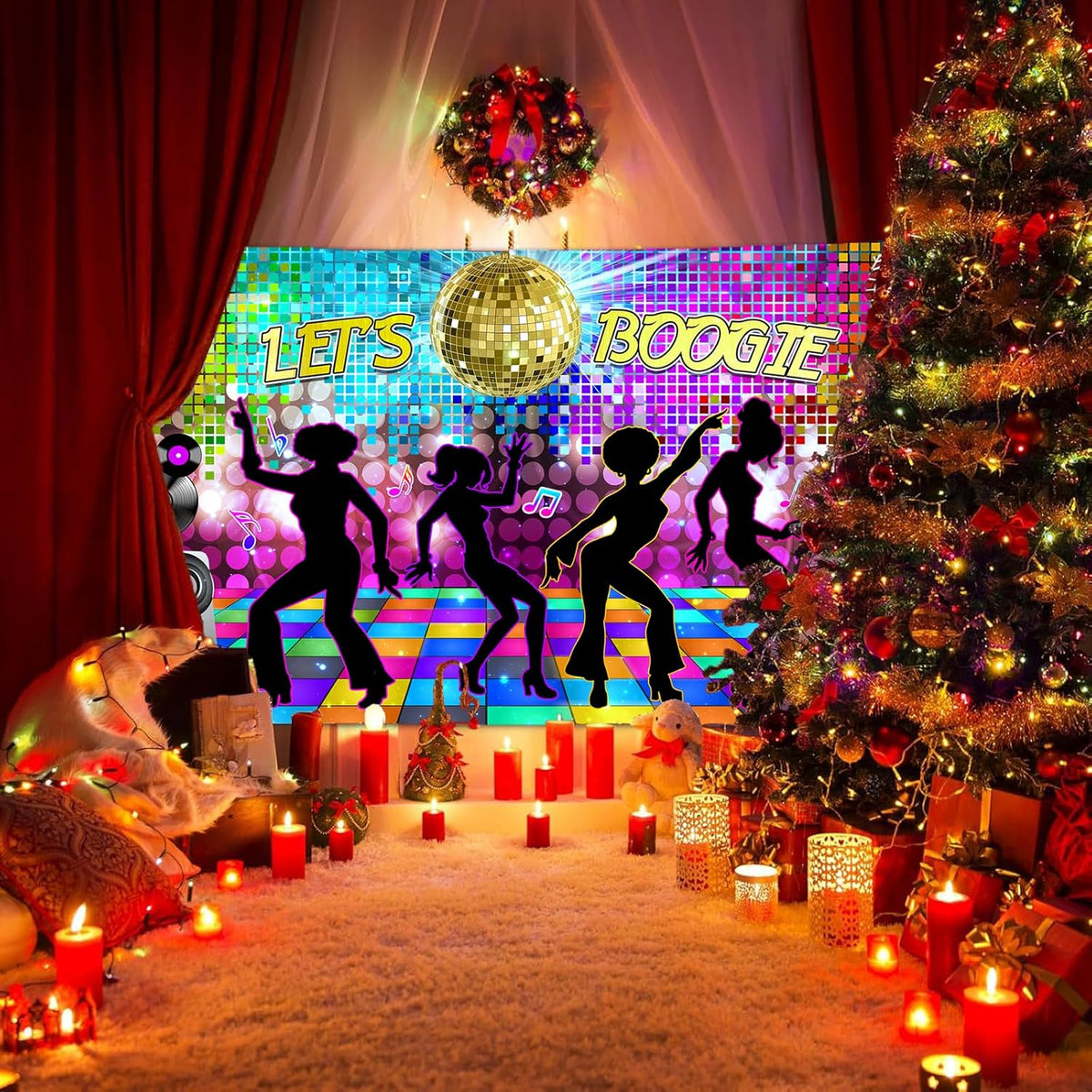 Disco Backdrop 7 x 5 ft Retro Glow Party 70s 80s 90s Theme Stage Dance Background Disco Party