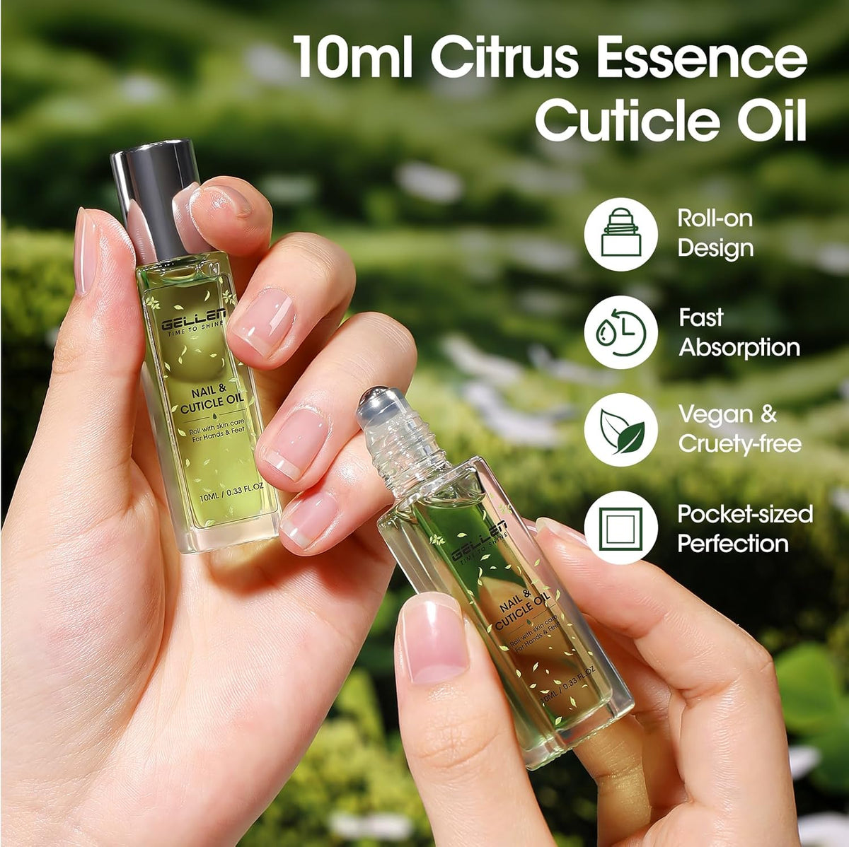 Gellen Cuticle Oil, Roll-On Nail Growth Oil, Nail Oil for Nail Growth & Repair & Strength, Green