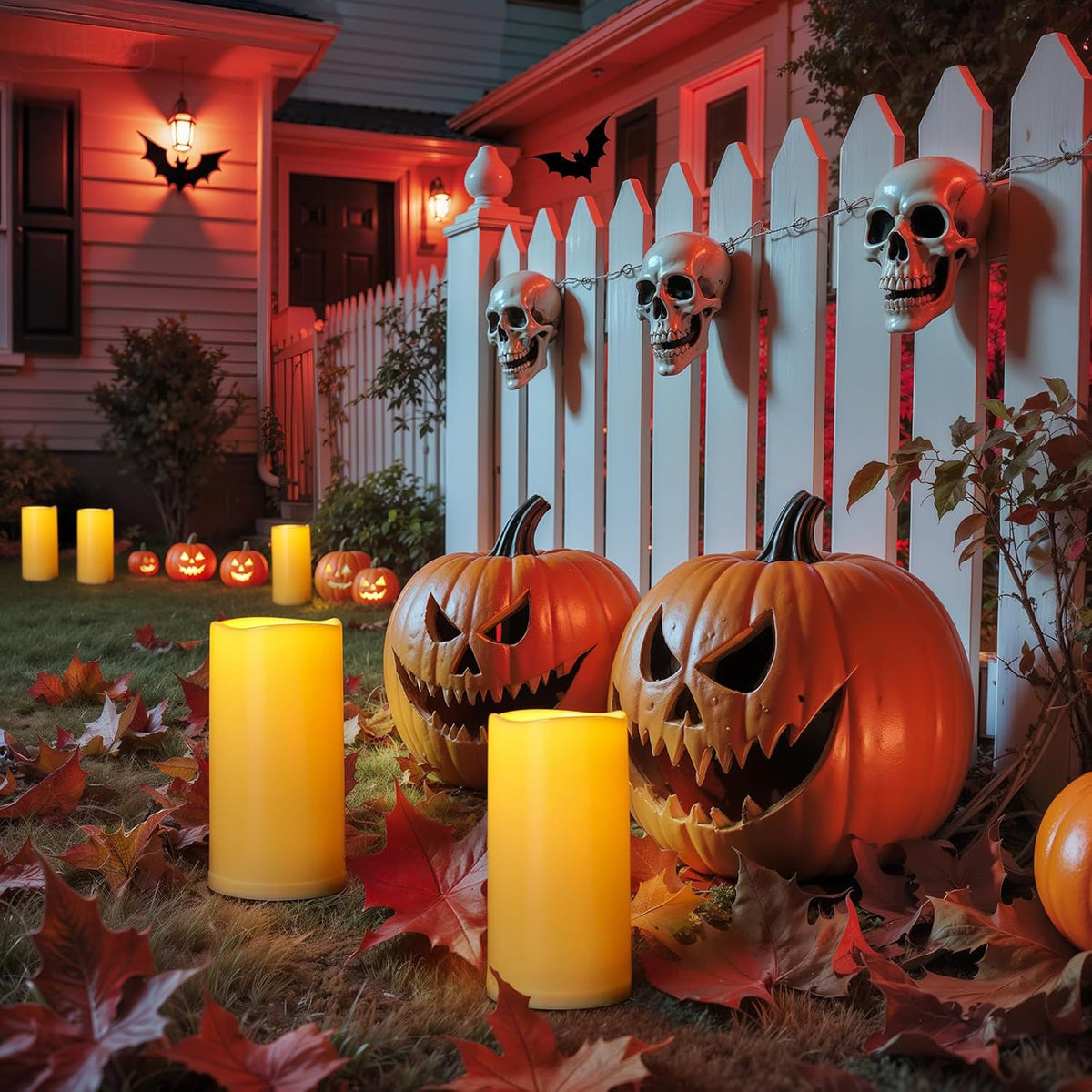 Homemory 6" x 12" Extra Large Outdoor Waterproof Candle with Auto 6-Hour Timer, Ivory Plastic Made