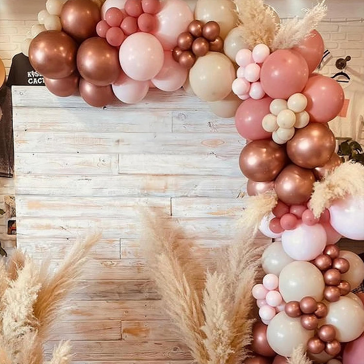 Dusty Pink Blush Balloons, Retro Boho Pink Balloons Cream White Balloon Pearl Light Rose and