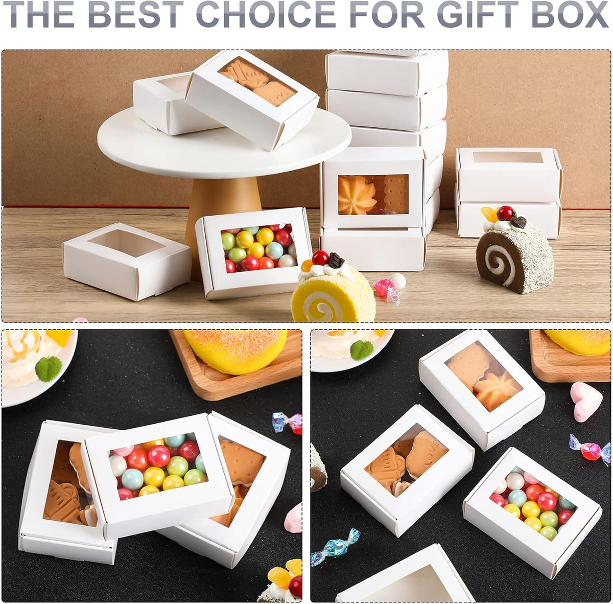 Zonon 30 Pcs Soap Boxes for Homemade Packaging, Mini Kraft Treat Boxes with Window for Bakery Candy