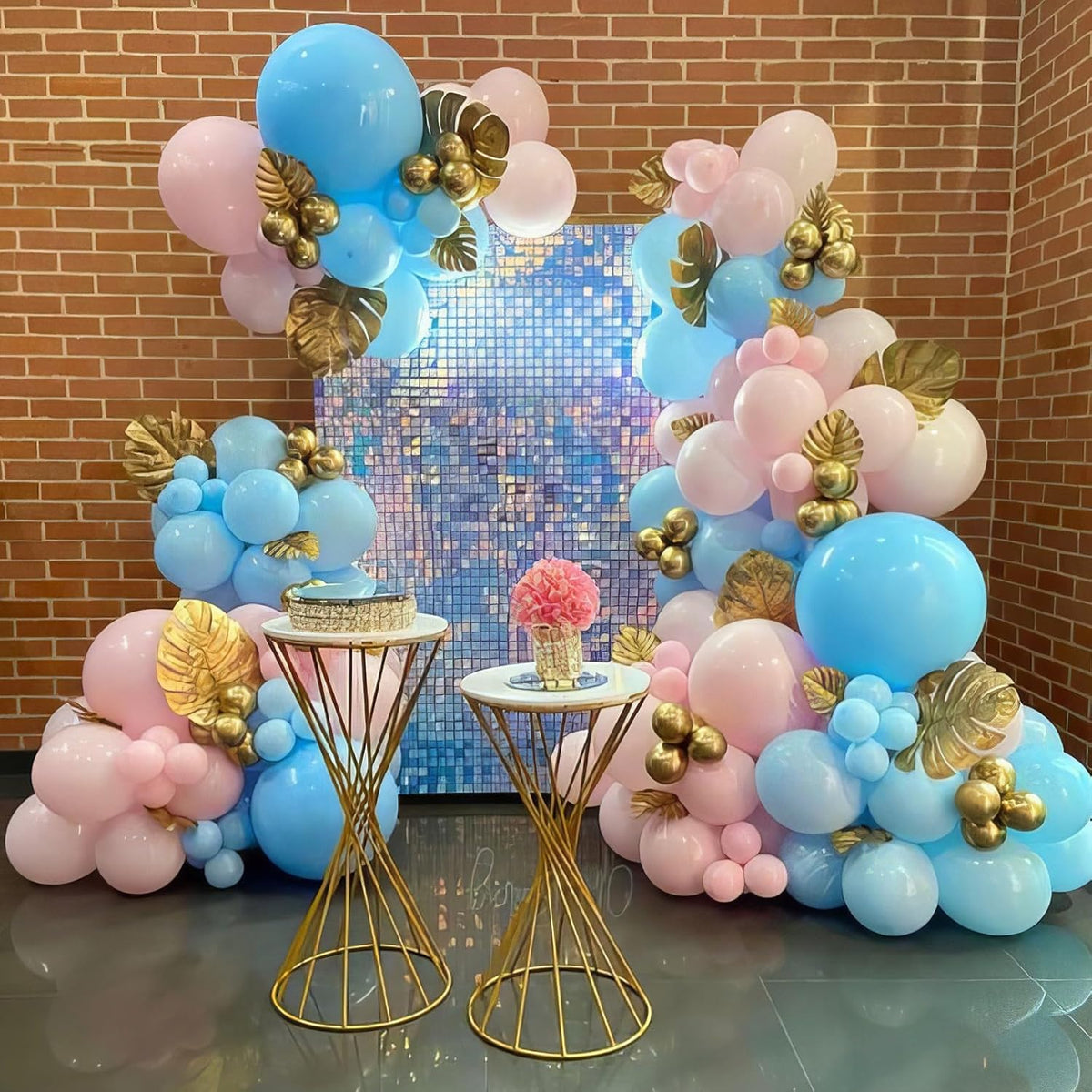 Pink Blue Gold Balloons, 50pcs Pink Blue Purple Balloons, Gold Macaron Pink Purple Teal Balloon