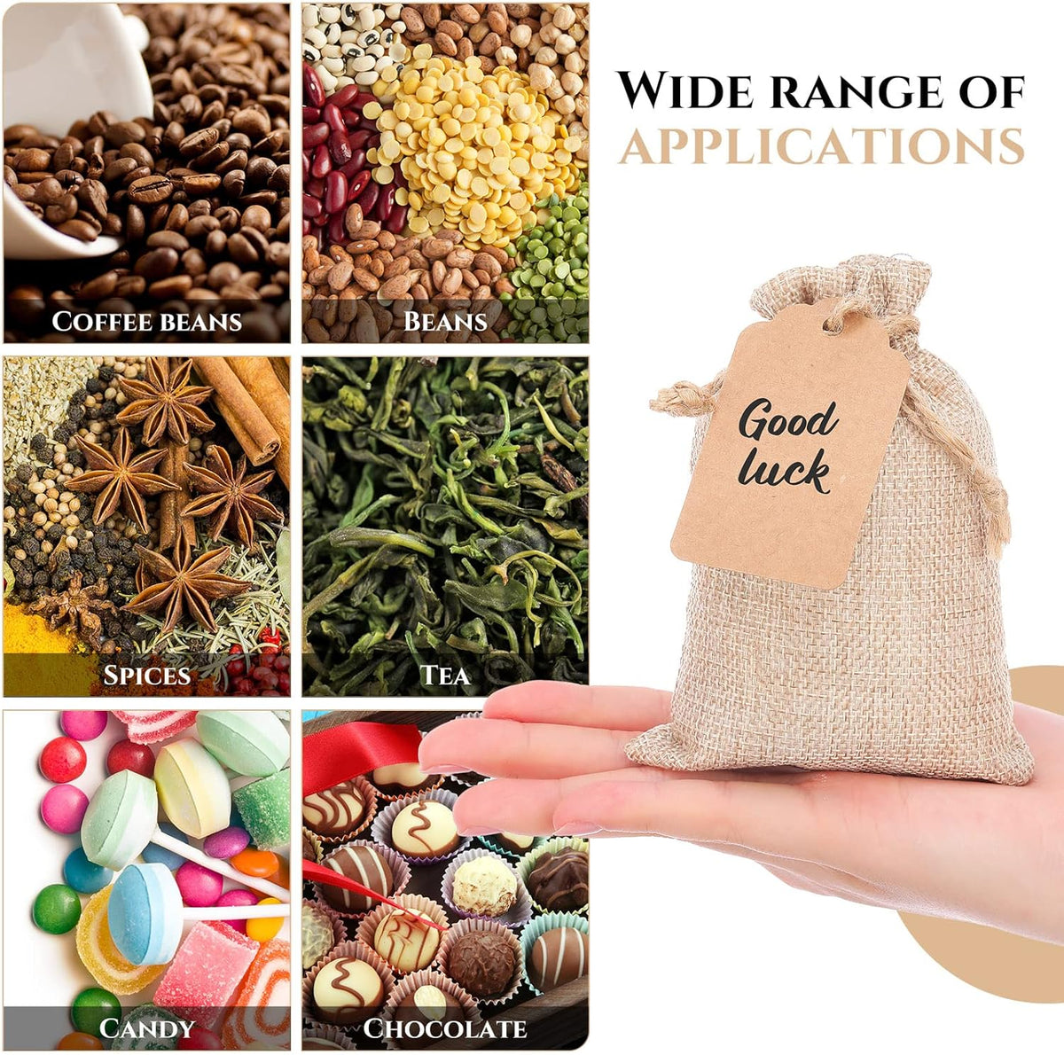 Woanger 100 Pcs Burlap Gift Bags with 100 Pcs Kraft Paper Gift Tags with Drawstring Favor Bulk