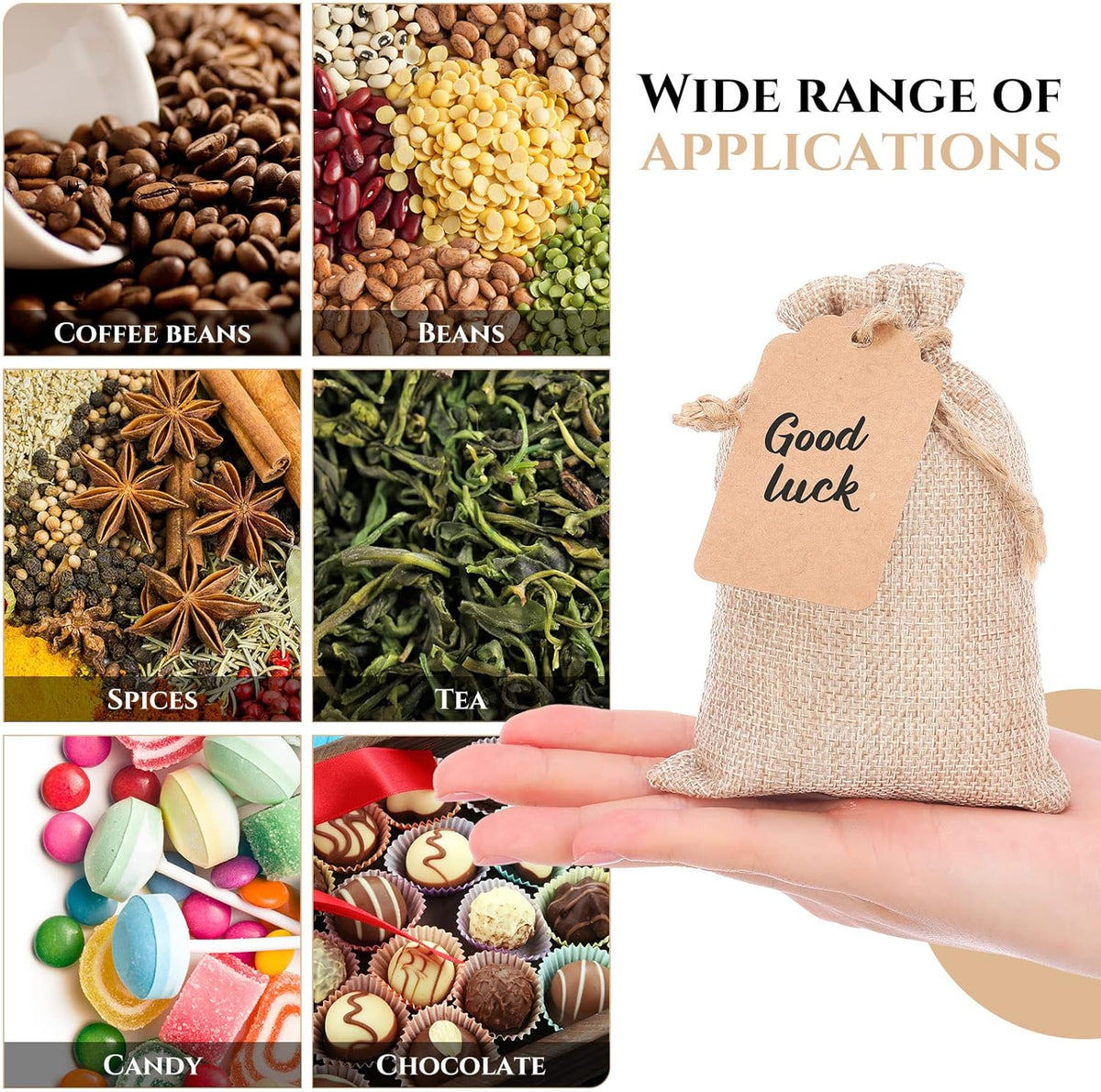 Woanger 100 Pcs Burlap Gift Bags with 100 Pcs Kraft Paper Gift Tags Drawstring Favor Bulk Burlap