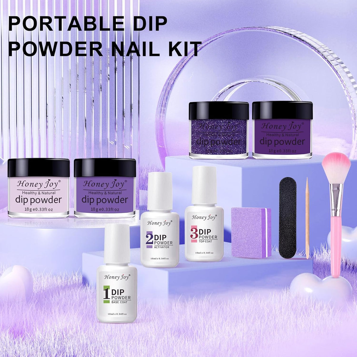 Dip Powder Nail Kit for 4 Colors System Starter Kit Acrylic Dipping System,4 PCS Dipping Powder,4
