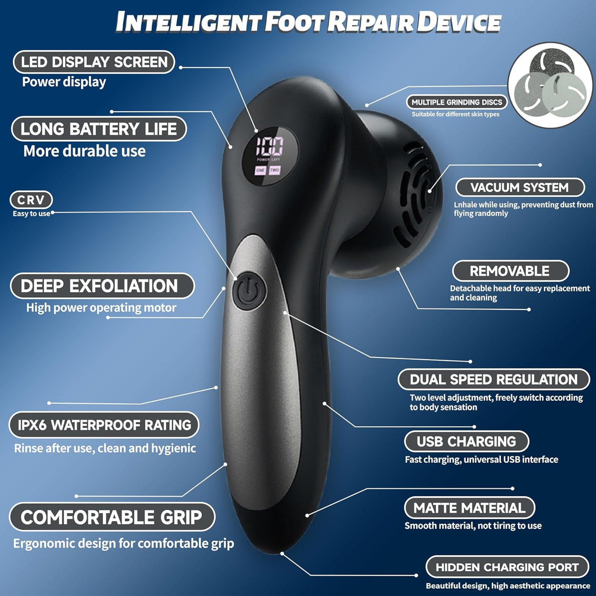 Electric Feet Foot Callus Remover Equipped with A Vacuum System Foot Scrubber 17 in 1 Professional
