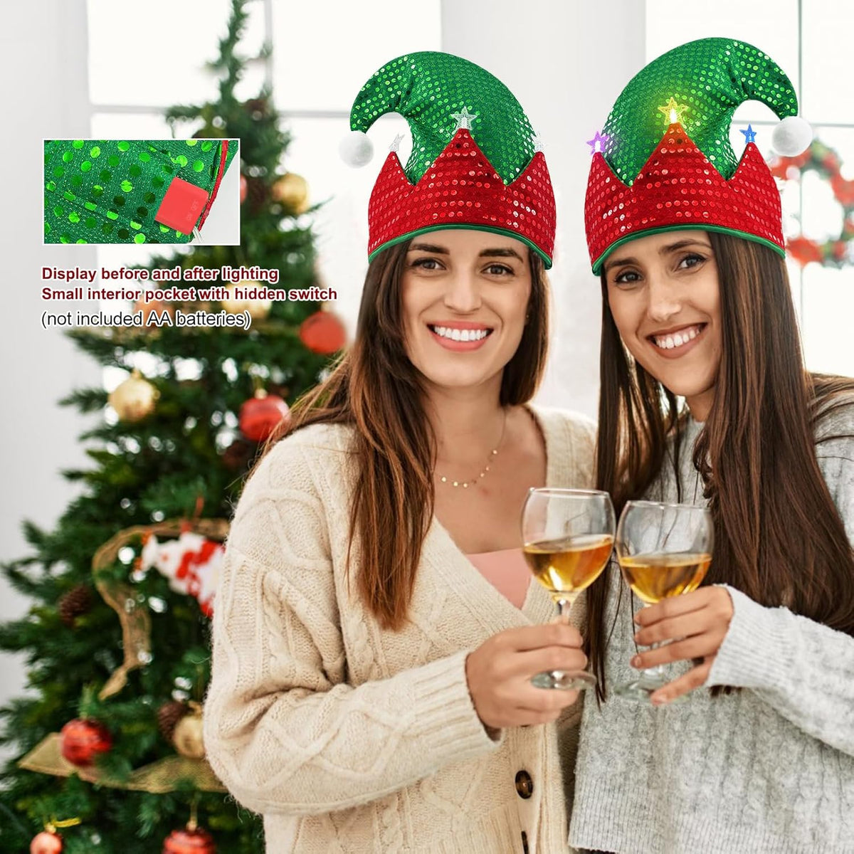 Elf Hat Felt Elf Hat with Jingle Bells Santa Hats Hat Great Holiday Party Costume New Year Gift