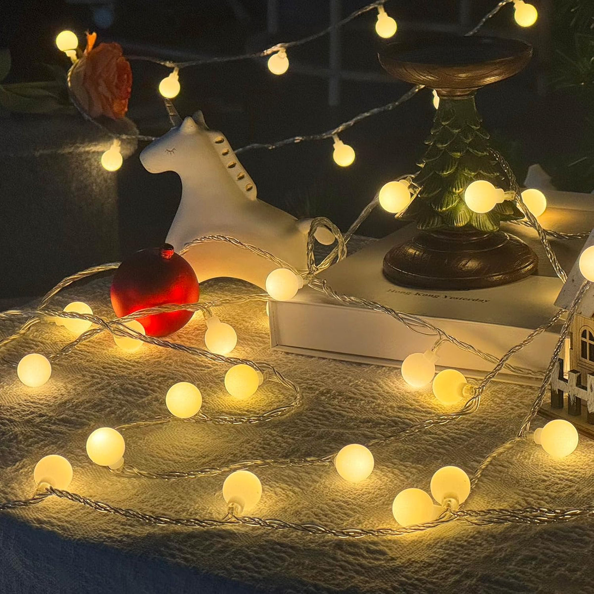 43FT 100LED Connectable Globe String Lights | 8 Modes Fairy Lights Plug in with Remote | Warm White