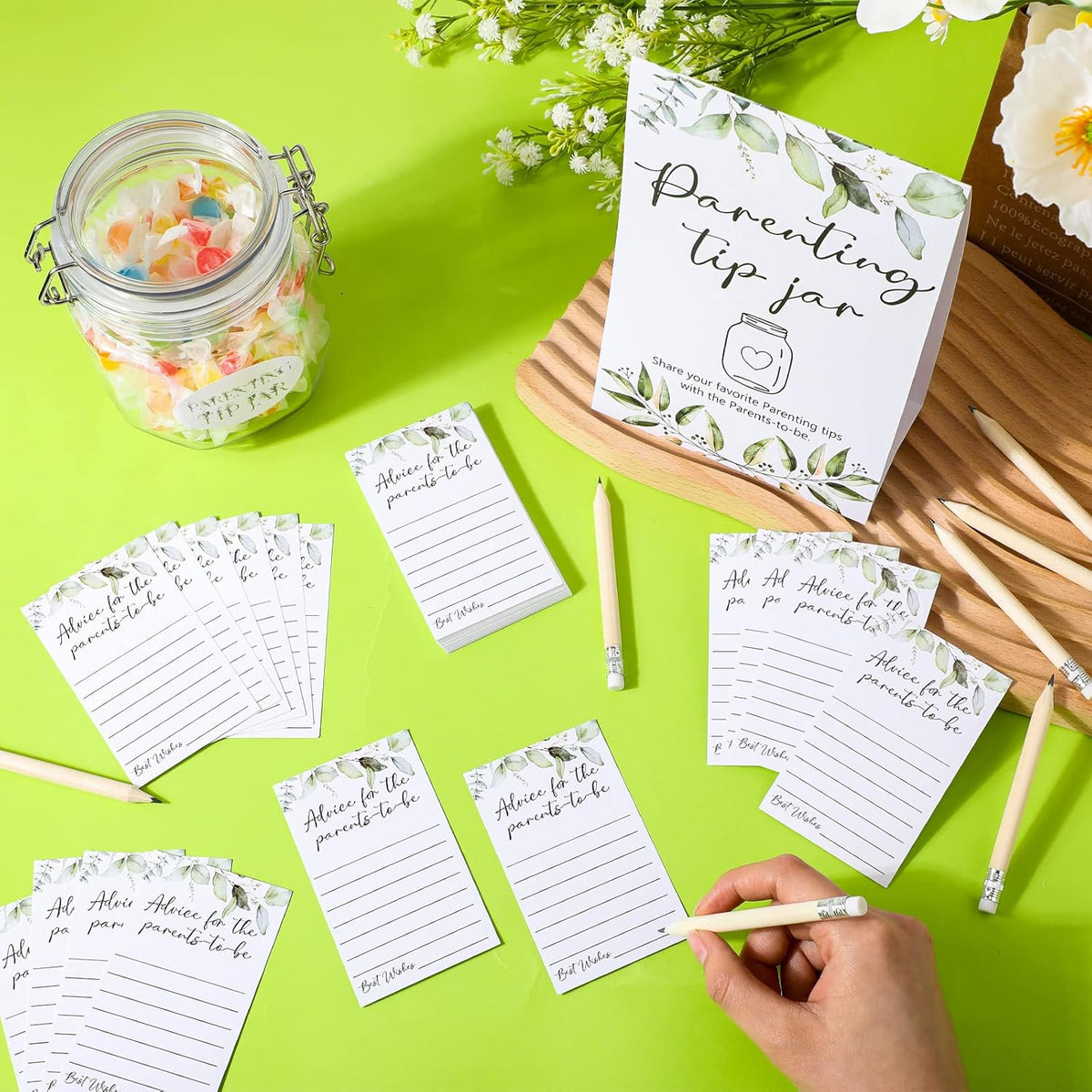 Roowest Baby Shower to Baby Advice Cards for New Parents to Be - Tip Jar Sign for New Parents 60