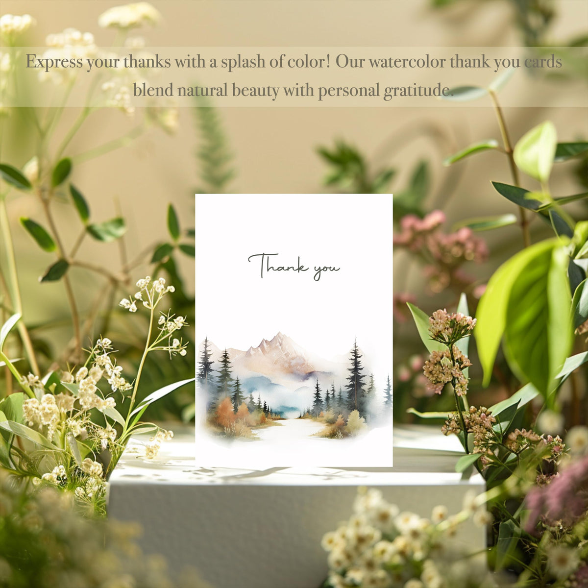Thank You Cards Set of 20,4x6 Inches Watercolor Nature Forest Thank You Cards with Envelopes