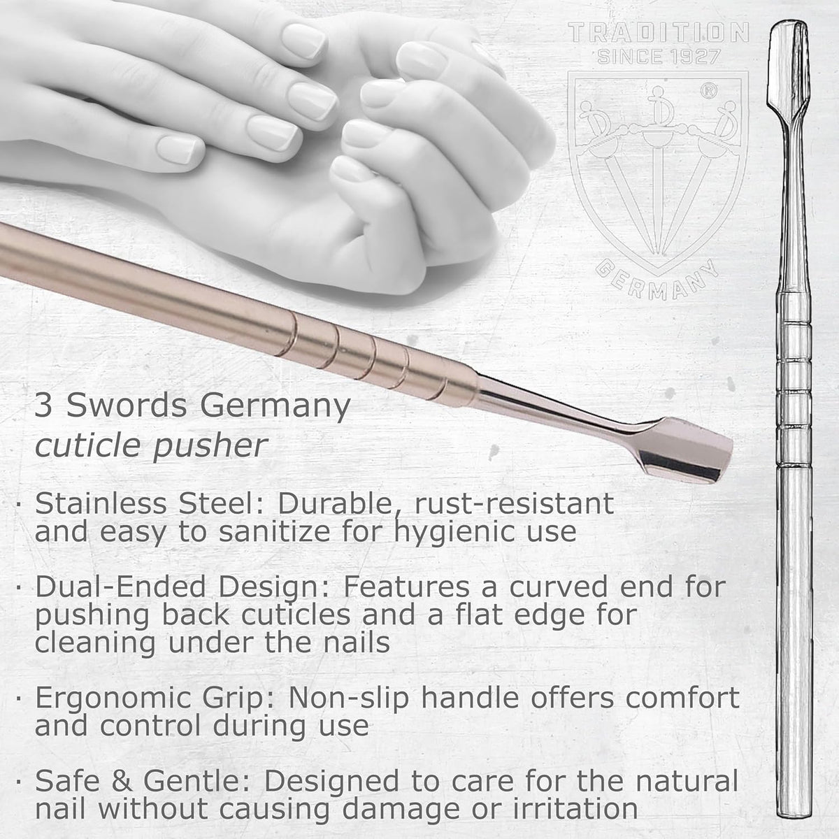 3 Swords Germany - brand quality, professional CUTICLE PUSHER, CUTICLE KNIFE, NAIL CLEANER