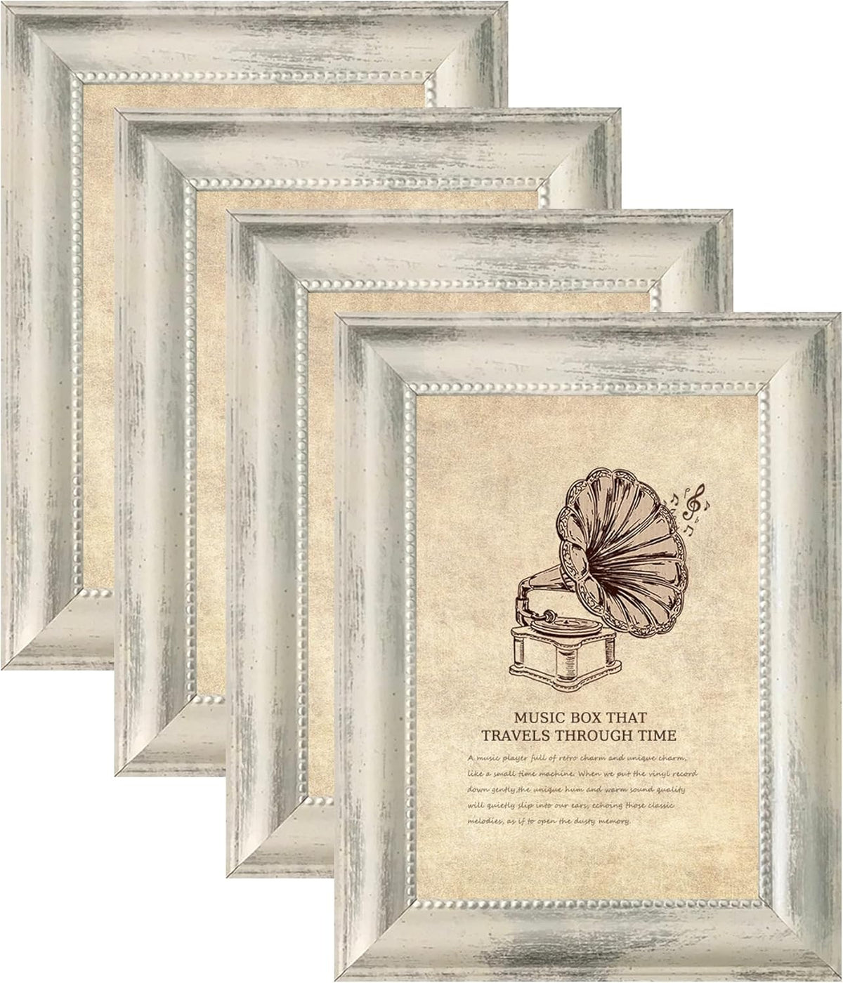 5x7 Picture Frames Set of 4 Vintage Photo Frame, Rustic Retro Photo Frame with Real