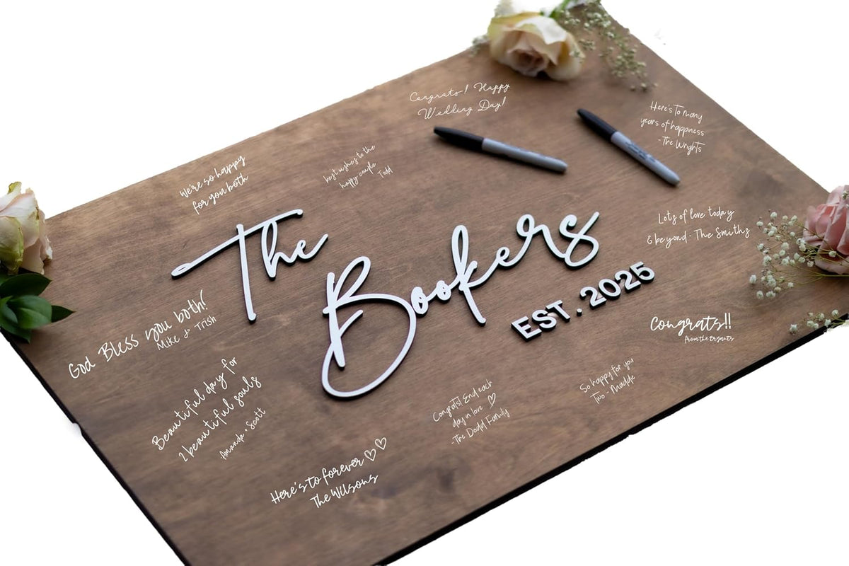 Personalized Last Name Guest Book, Unique Guest Book Sign, Custom Alternative Guest Book, Wooden