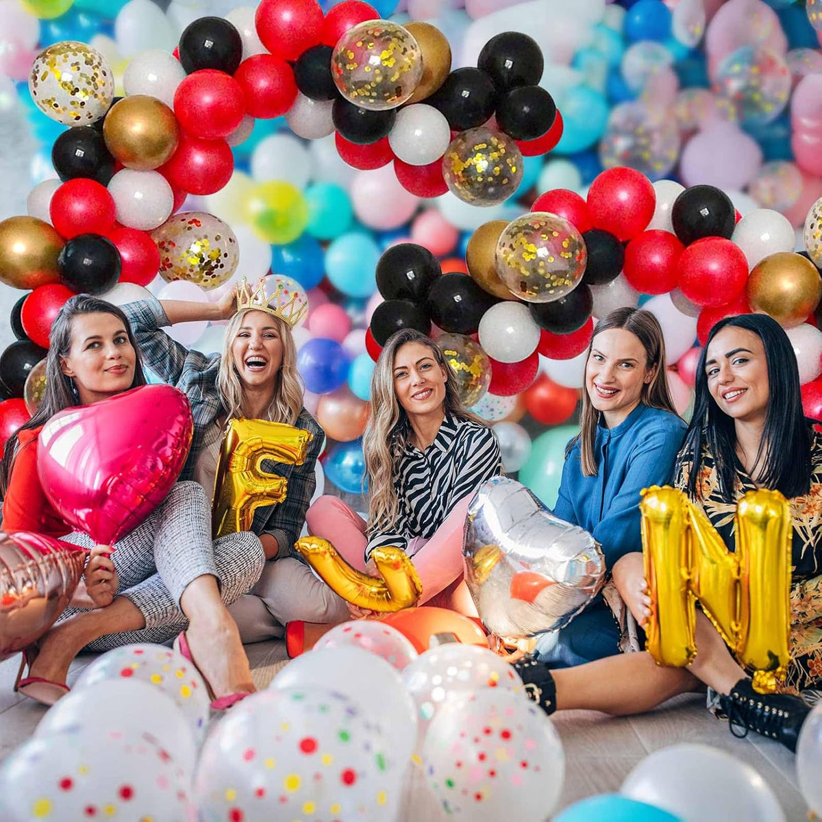 DIY Balloon Arch & Garland Kit, 113Pcs Party Balloons Decoration Set, Gold Confetti Balloons & Gold