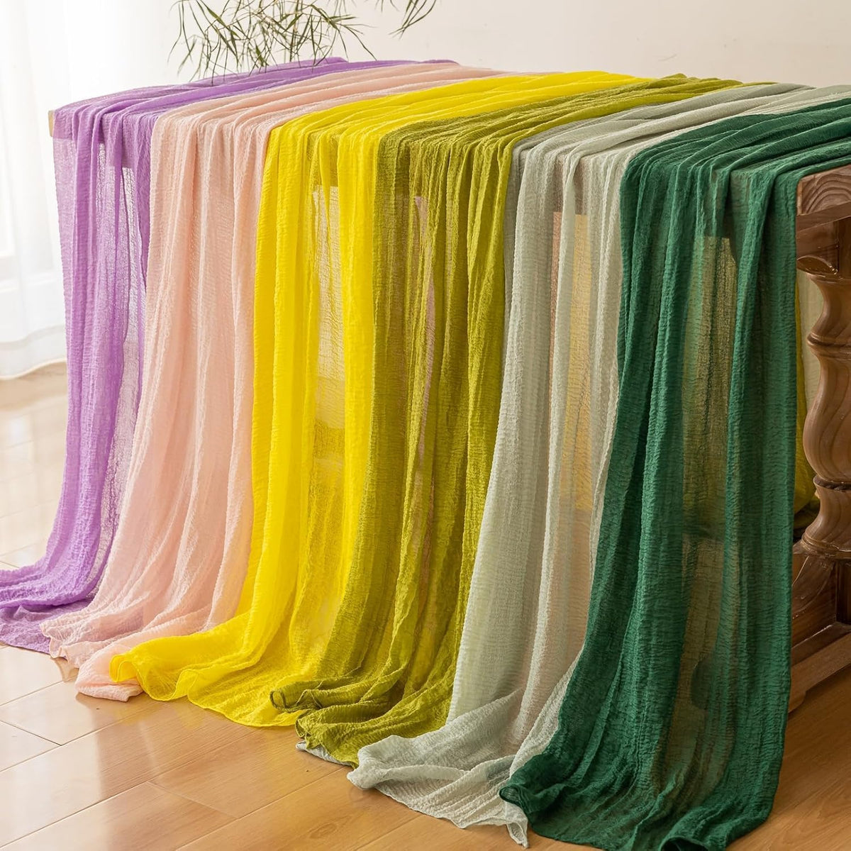 Grey Gauze Rustic Cheesecloth Table Runner 120 Inch 10 FT for Wedding Baby Shower Bridal Shower
