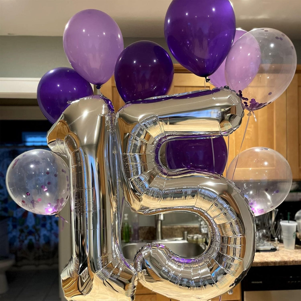40 Inch Silver Large Numbers Balloons 5, Self Inflating Digit 5 Helium Balloons for 5th Girls Boys
