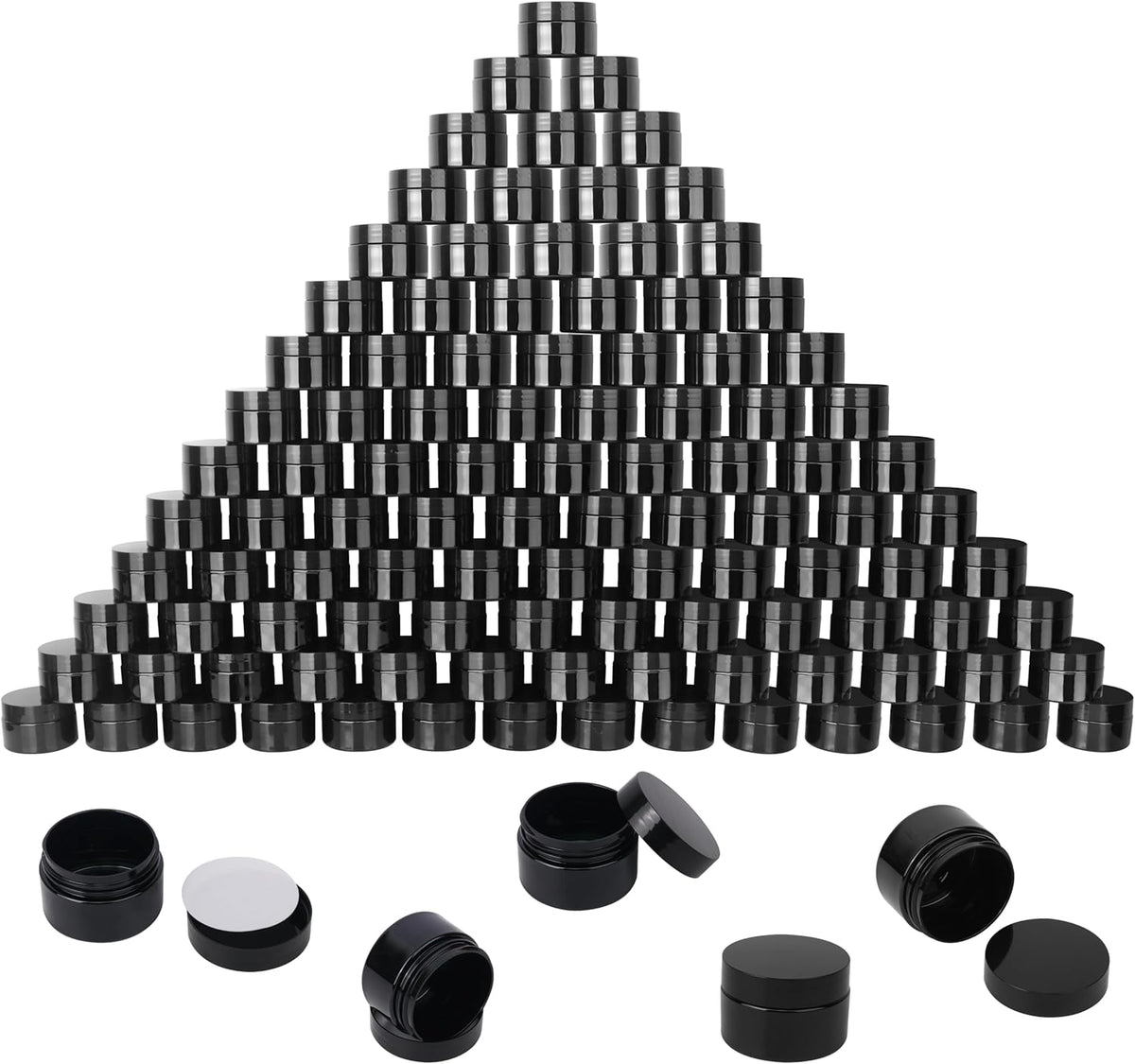 110 Packs 2 OZ Black Plastic Jars with black Lids, Body Butter Containers, Cosmetic Containers jars