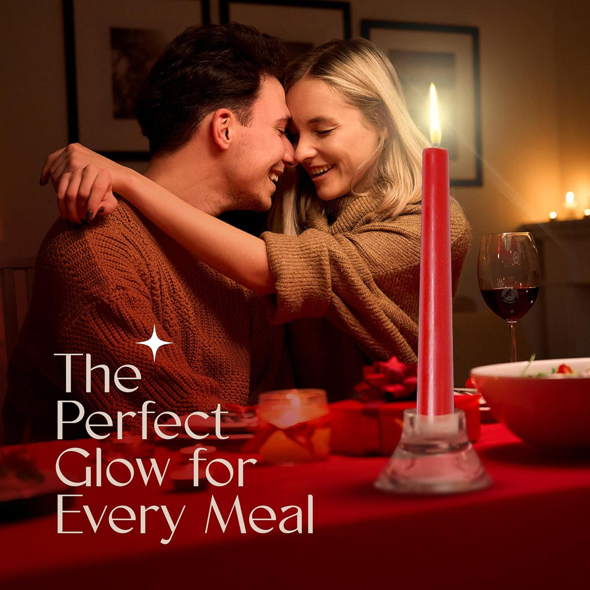 Leor & Lair Red Taper Candles - 4 Pack 10" Christmas Candlesticks - Unscented Long Burning Red