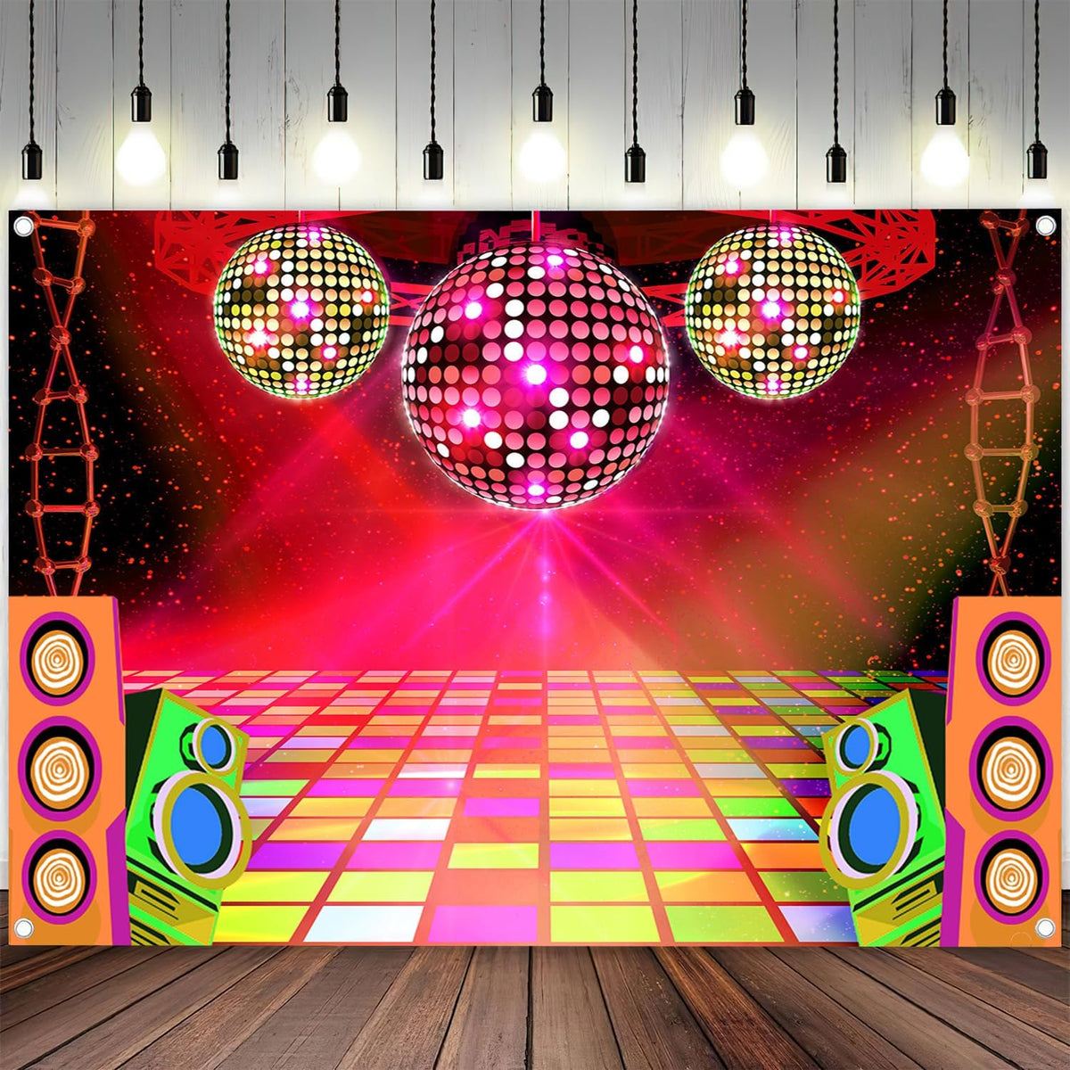 Dance Party Backdrop Retro 80s 90s Theme Stage Dance Ball Music Birthday Party Decoration DJ
