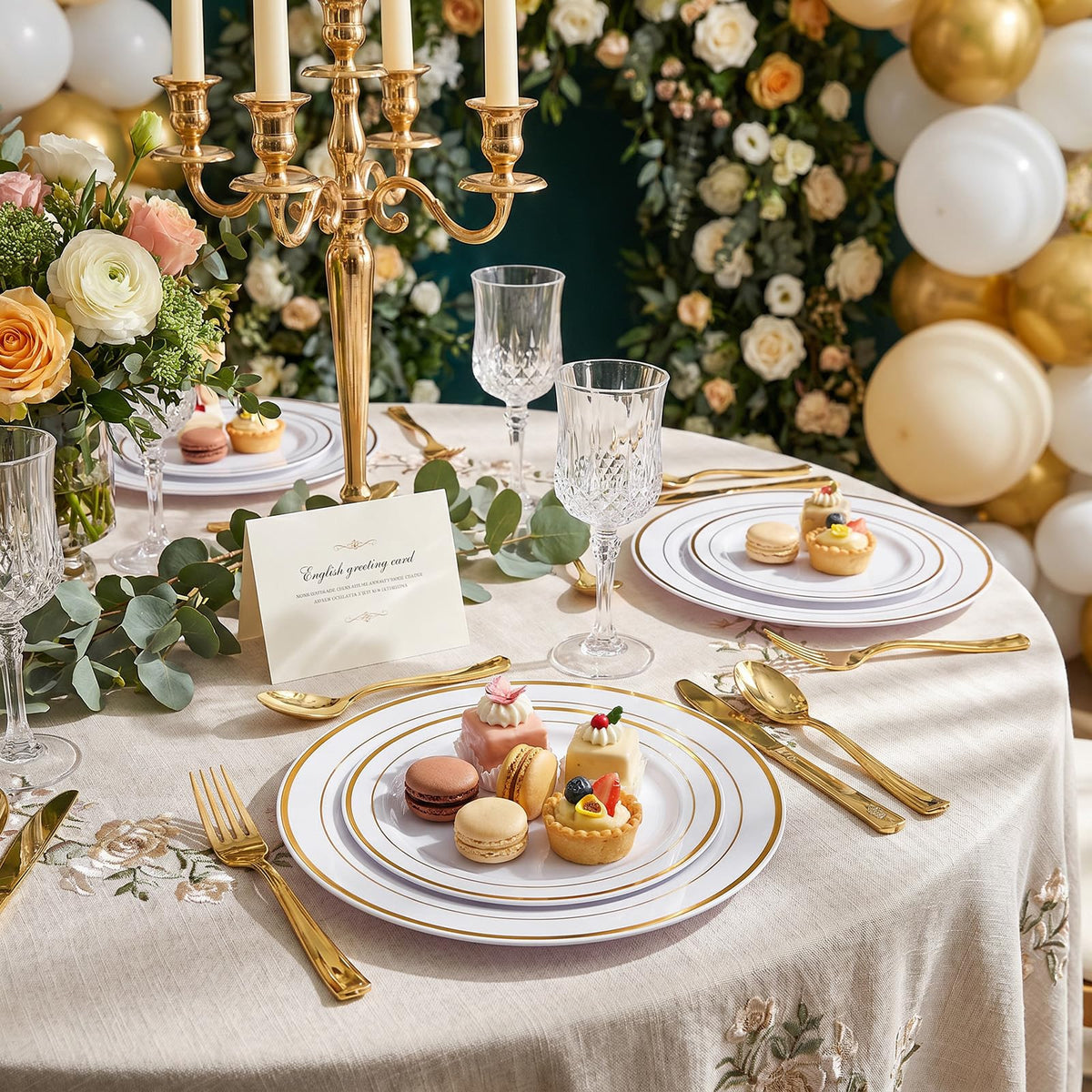 I00000 102 Pcs Gold Plastic Plates, Premium Disposable Gold Plates
