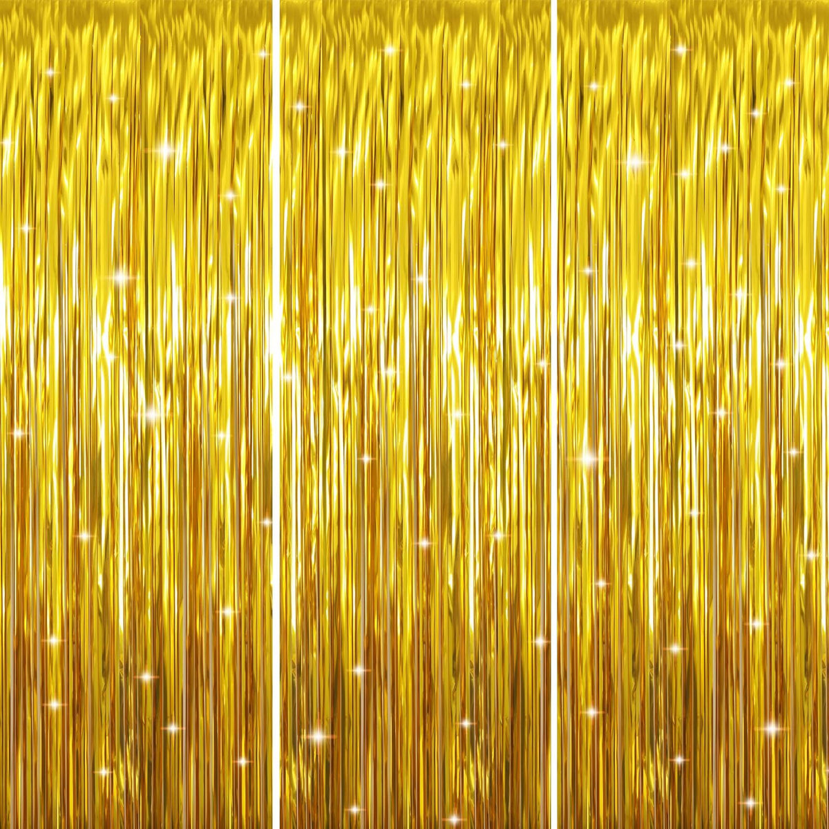 GOER 3.2 ft x 9.8 ft Metallic Tinsel Foil Fringe Curtains Party Photo Backdrop Party Streamers for