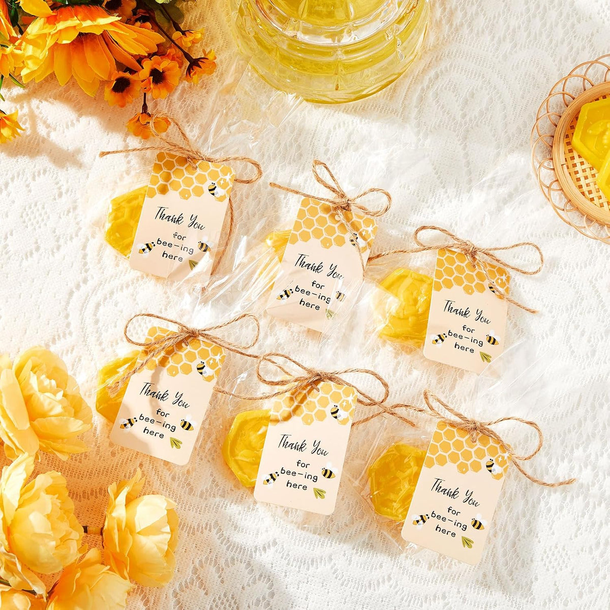 72 Set Baby Shower Favors Bee Party Favors Including Honeycomb Soap with Thank You Card Gift Honey
