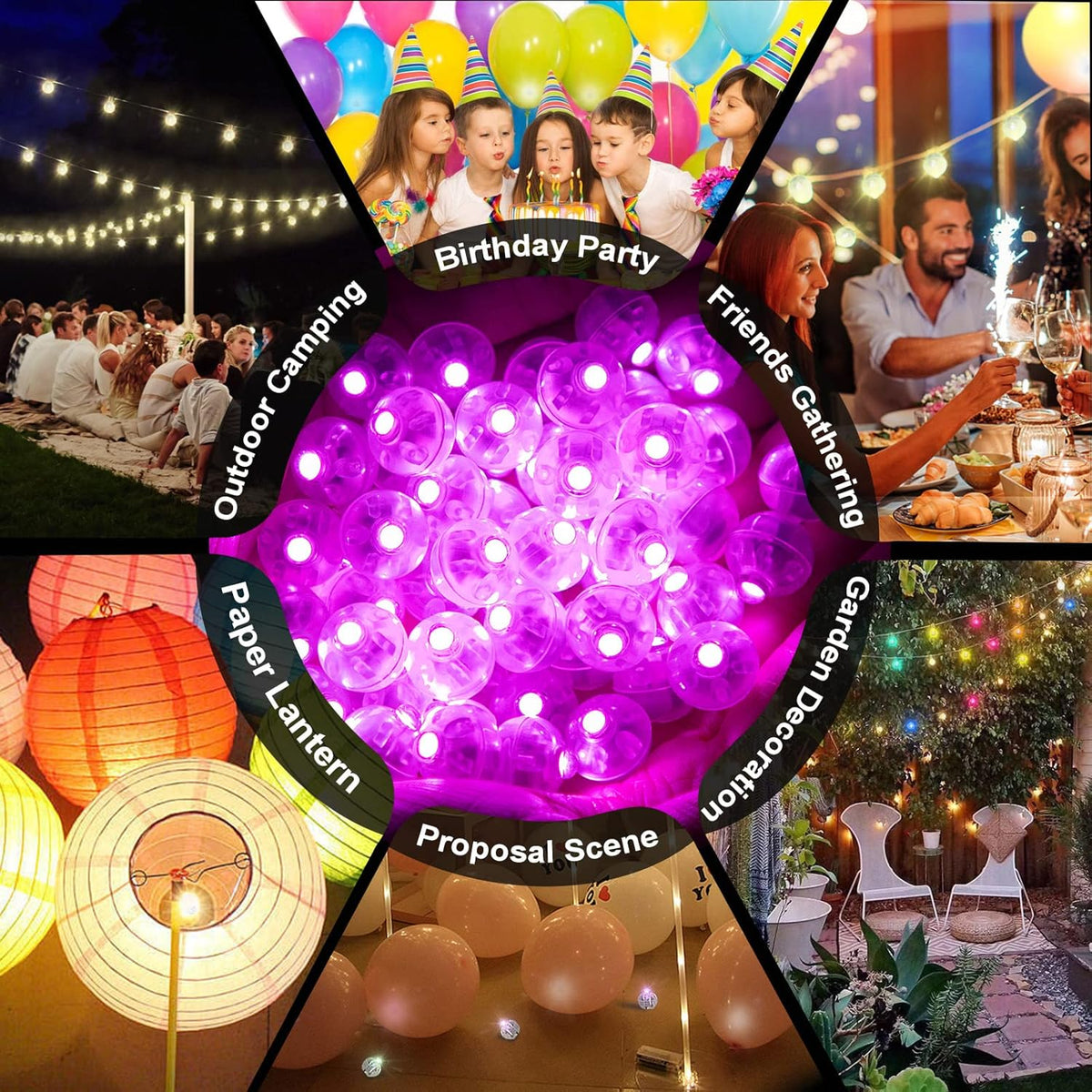 50pcs Pink LED Balloon Light, Mini Tiny Light Round Led Ball Lamp for Paper Lantern Balloon Indoor