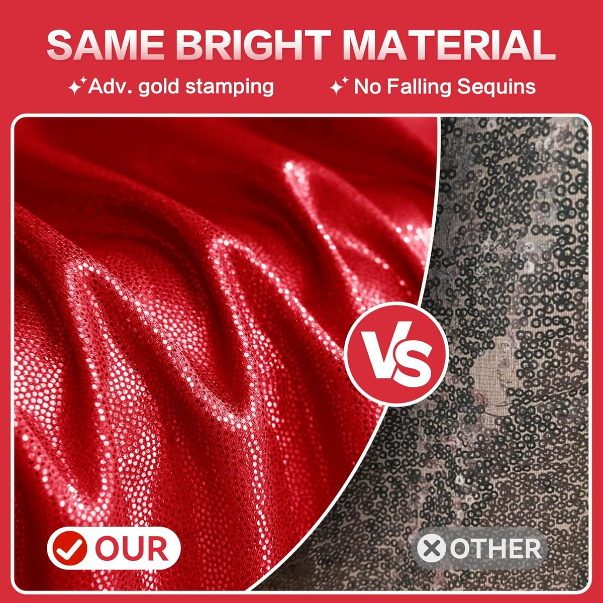 gogoparti 20x10FT Red Sequin Backdrop Curtain - 4 Panels of 5x10FT Wrinkle-Free Glitter Drapes for