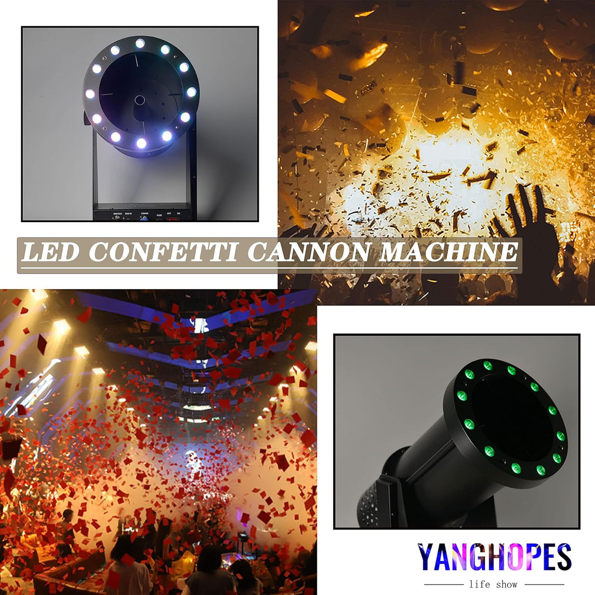 1500W Professional Confetti Machine RGB 12LEDs Cannon Machine Electric Confetti Launcher Confetti