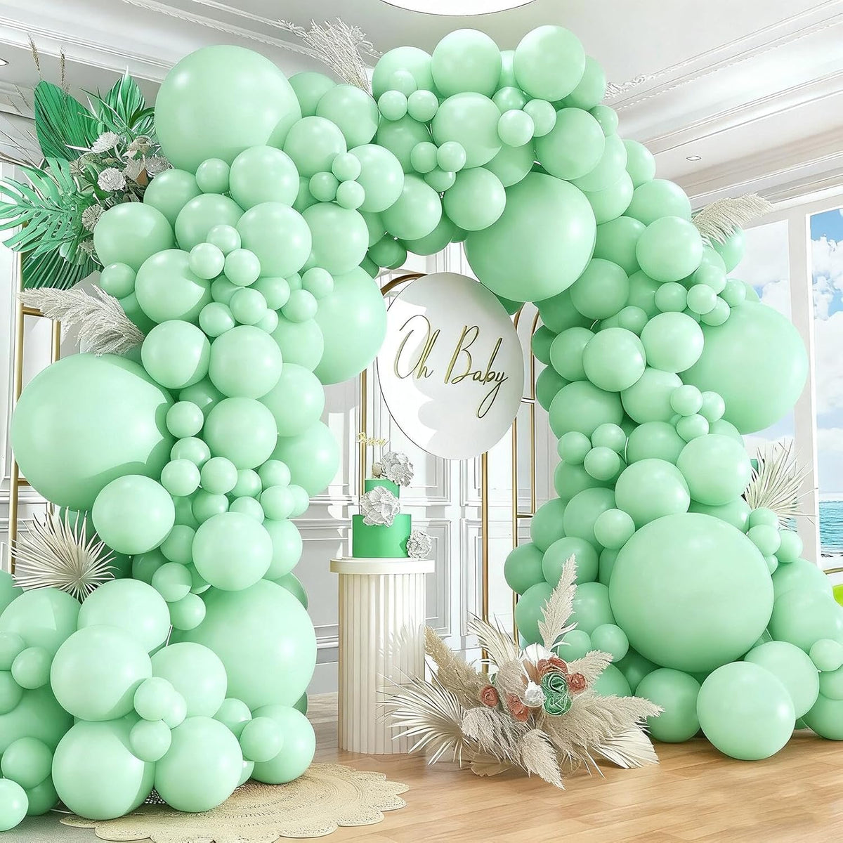412pcs Pastel Mint Green Balloon Garland Arch Kit 18 12 10 5 Inch Different Sizes Light Latex