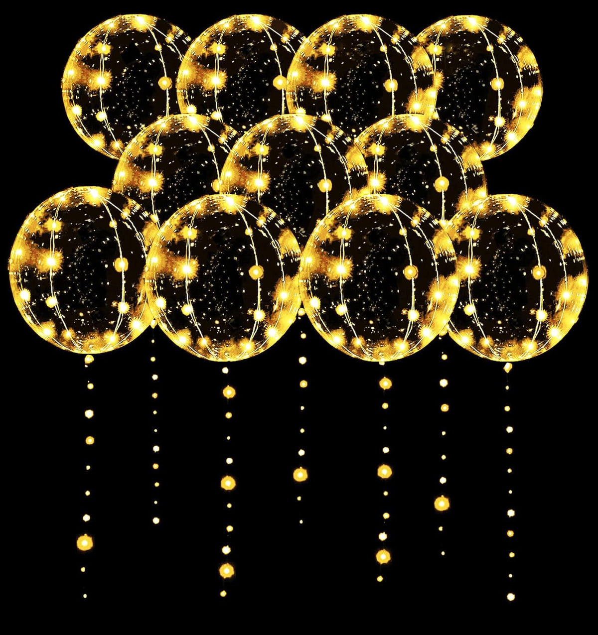 LED Balloons 10 Pack, Light Up Balloons 20 Inches Clear Helium Bobo Balloon, Glow Bubble Balloons